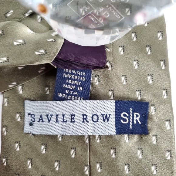 Savile Row Men 100% Silk Tie Geometric Green 59x4 - NWOT - made in USA - Picture 4 of 6
